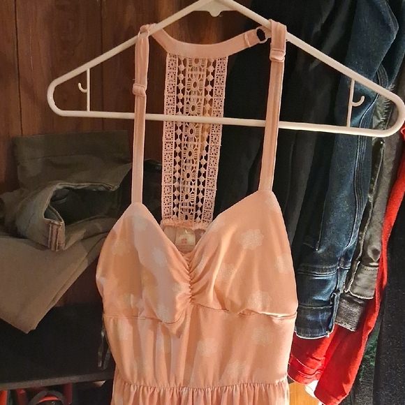 No Boundaries Dresses & Skirts - No Boundaries Peach Pink Crochet-Back Midi Dress